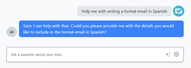 An example of a chat with the TraceMail AI Assistant