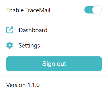 TraceMail Extension Popup