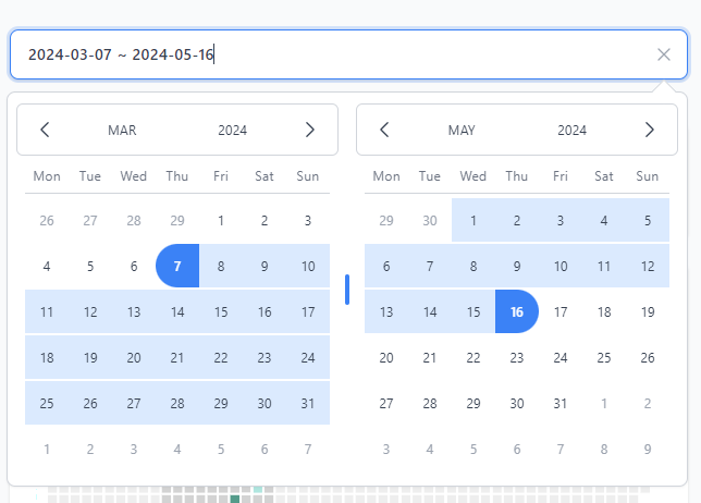 Datetime picker for the Reports page